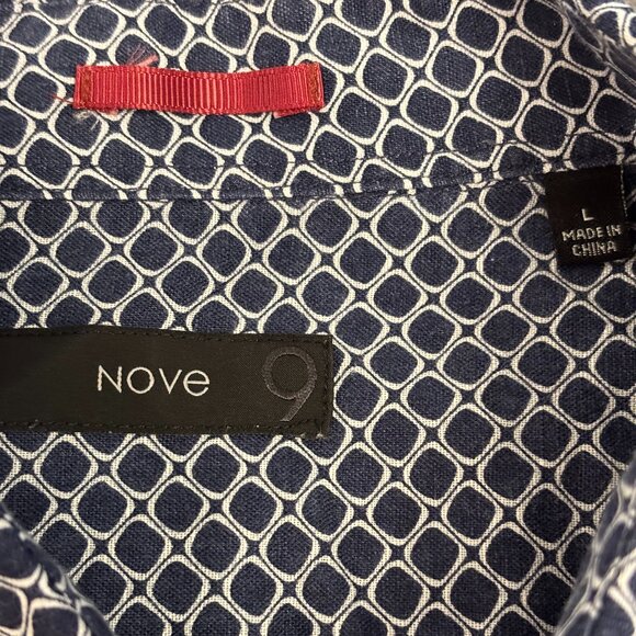 Nove 9 Large (L) Men's Navy Blue Short Sleeved Button Down - Picture 3 of 3